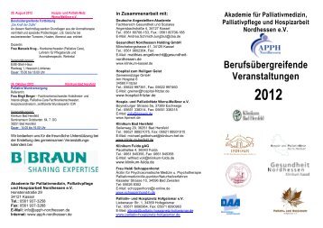 Übersicht 2012 (PDF) - Akademie für Palliativmedizin