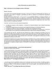 Lettre d'information aux parents d'élèves Objet : Information sur les ...