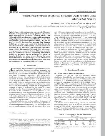 Hydrothermal Synthesis of Spherical Perovskite Oxide Powders