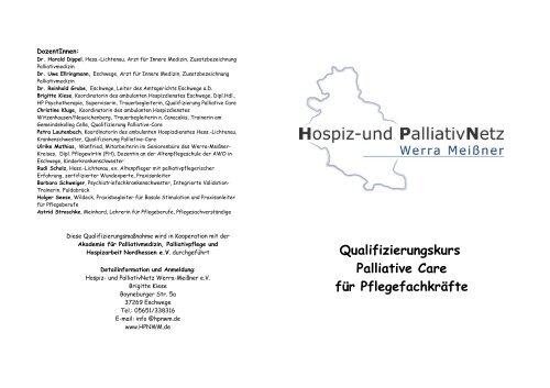 Qualifizierungskurs Palliative Care für Pflegefachkräfte