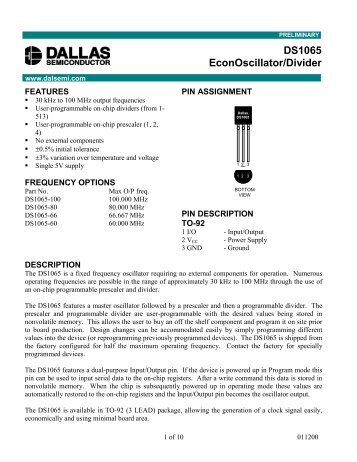 DS1065 EconOscillator/Divider - Maxim