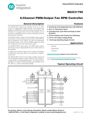 MAX31790 6-Channel PWM-Output Fan RPM Controller - Maxim