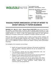 wausau paper announces letter of intent to divest specialty paper