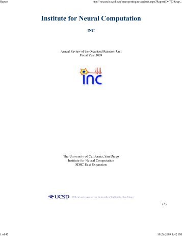 Fiscal Year 2009 (PDF) - INC - UC San Diego