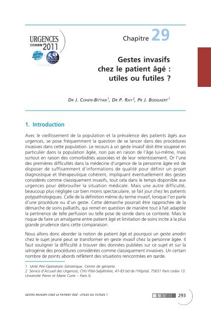 Gestes invasifs chez le patient âgé : utiles ou futiles ? - Société ...