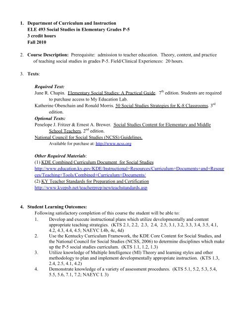 Curriculum And Instruction Social And >> 1 Department Of Curriculum And Instruction Ele 493 Social Studies Curriculum And Instruction Social And >> 1 Department Of Curriculum And Instruction Ele 493 Social Studies