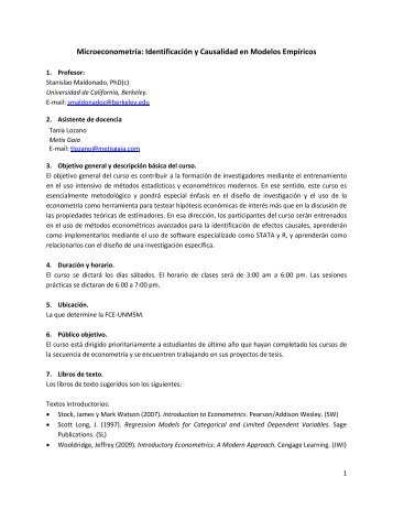 Microeconometría: Identificación y Causalidad en Modelos Empíricos