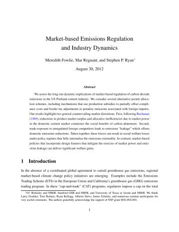 Market-based Emissions Regulation and Industry Dynamics