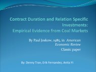 Contract Duration and Relation Specific Investments: Empirical ...
