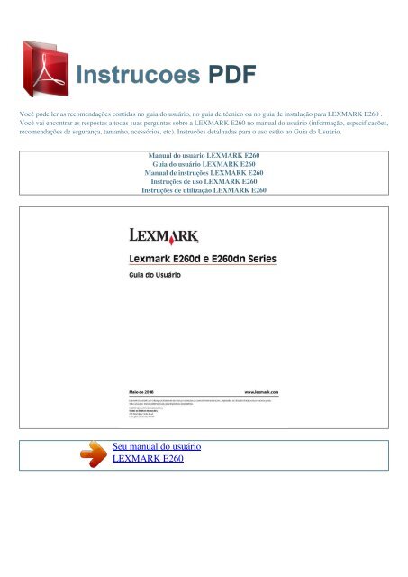 Manual do usuário LEXMARK E260 - INSTRUCOES PDF