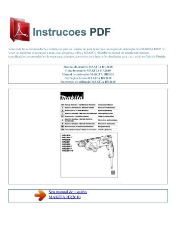 Manual do usu醨io MAKITA HR2610 - INSTRUCOES PDF