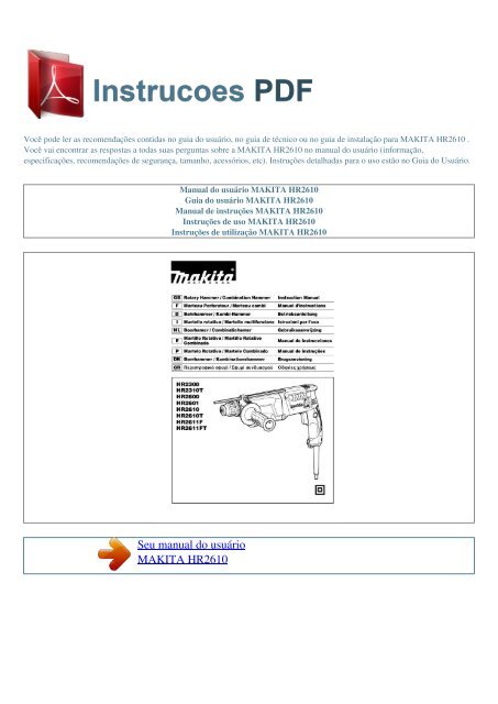 Manual do usu醨io MAKITA HR2610 - INSTRUCOES PDF