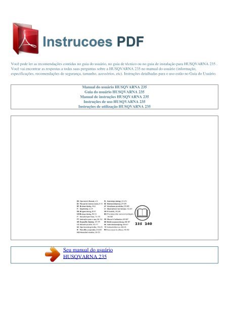 Manual do usuแrio HUSQVARNA 235 - INSTRUCOES PDF