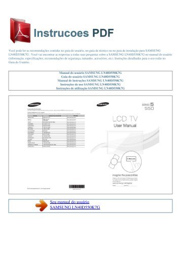 Manual do usuário SAMSUNG LN40D550K7G - INSTRUCOES PDF