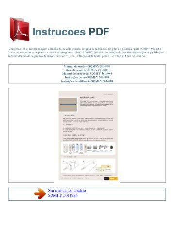 Manual do usuário SOMFY 5014984 - INSTRUCOES PDF