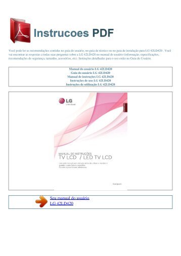 Manual do usuário LG 42LD420 - INSTRUCOES PDF