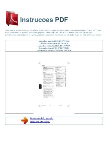 Manual do usuário PHILIPS DVP3020 - INSTRUCOES PDF