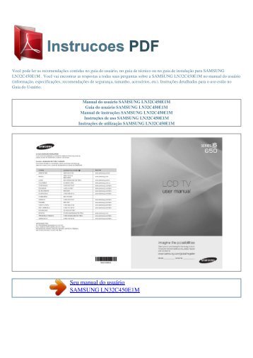 Manual do usuário SAMSUNG LN32C450E1M - INSTRUCOES PDF