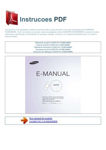 Manual do usuário SAMSUNG UE40ES6800S - INSTRUCOES PDF