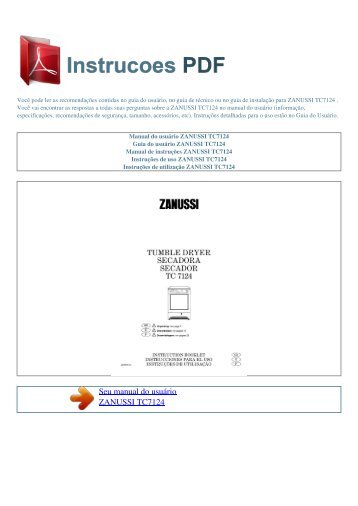 Manual do usuário ZANUSSI TC7124 - INSTRUCOES PDF