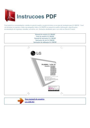 Manual do usuário LG DR385 - INSTRUCOES PDF