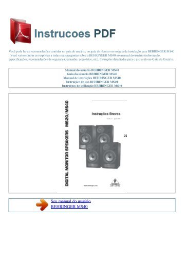 Manual do usuário BEHRINGER MS40 - INSTRUCOES PDF