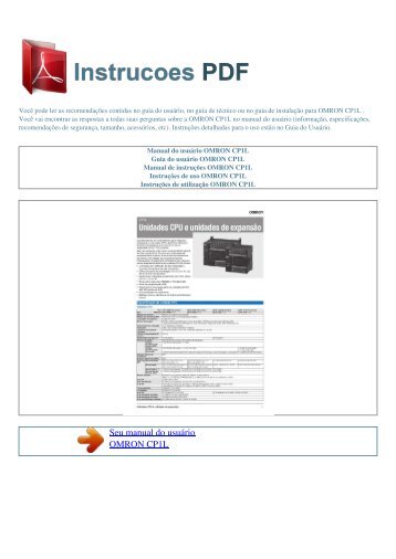 Manual do usuário OMRON CP1L - INSTRUCOES PDF