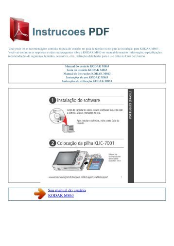 Manual do usuário KODAK M863 - INSTRUCOES PDF