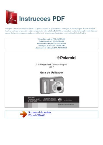 Manual do usuário POLAROID 600 - INSTRUCOES PDF