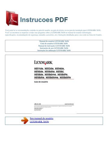 Manual do usuário LEXMARK X656 - INSTRUCOES PDF