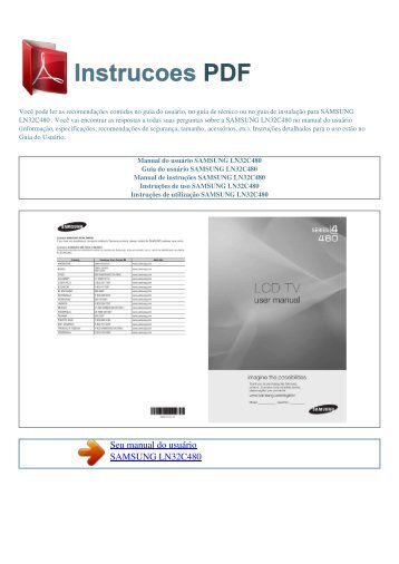 Manual do usuário SAMSUNG LN32C480 - INSTRUCOES PDF