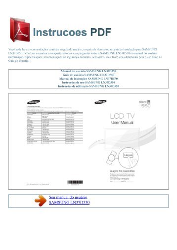 Manual do usuário SAMSUNG LN37D550 - INSTRUCOES PDF