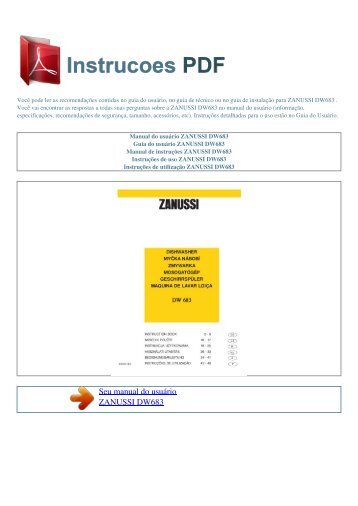Manual do usuário ZANUSSI DW683 - INSTRUCOES PDF