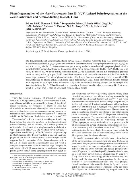 Photofragmentation of the - American Chemical Society Publications