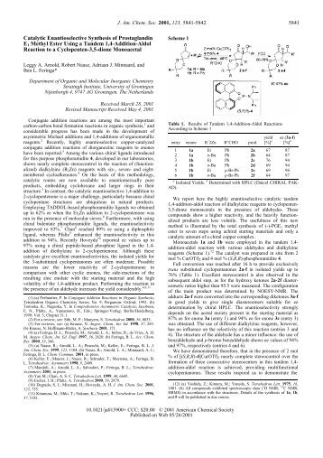 Catalytic Enantioselective Synthesis of Prostaglandin E1 Methyl ...