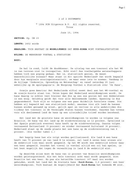 Page 1 2 of 2 DOCUMENTS © 1994 PCM Uitgevers B.V. All rights ...
