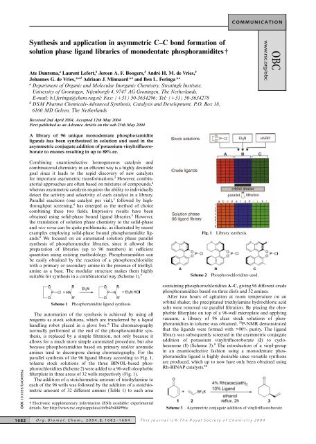 Synthesis and application in asymmetric C–C bond formation of ...