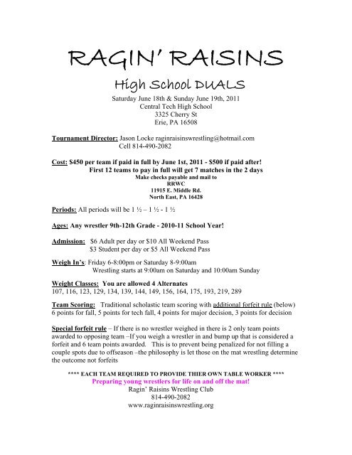 RAGIN' RAISINS - PA Wrestling