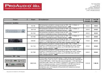 Продукт Модел Спецификация Усилватели EuroShine ... - ProAudio