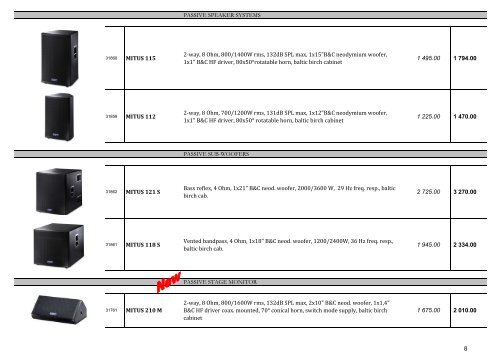 Професионално аудио оборудване Ценова листа 2012 - ProAudio