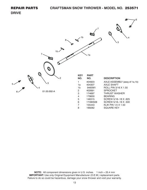 REPAIR PARTS MANUAL