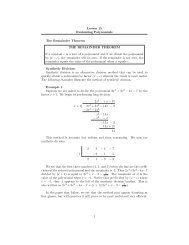 The Remainder Theorem, Synthetic Division