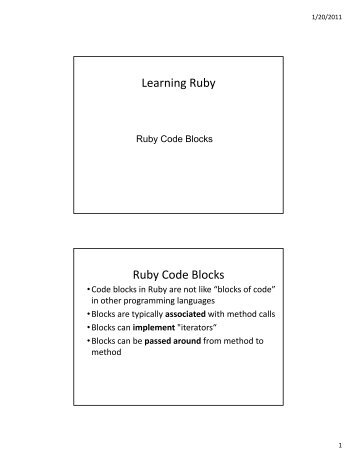Learning Ruby Ruby Code Blocks