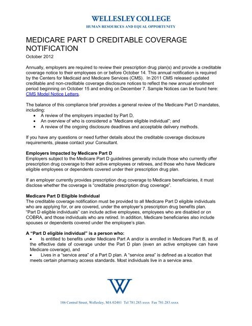 MEDICARE PART D CREDITABLE COVERAGE NOTIFICATION