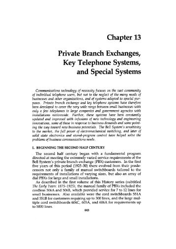 Chapter 13 Private Branch Exchanges, Key Telephone Systems ...