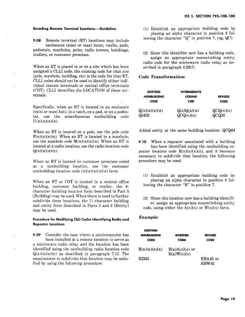 COMMON LANGUAGE LOCATION IDENTIFICATION (CLLI) CODE ...