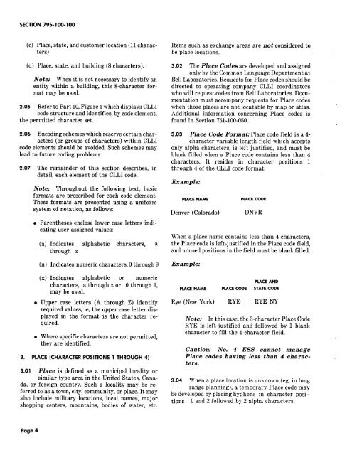 COMMON LANGUAGE LOCATION IDENTIFICATION (CLLI) CODE ...