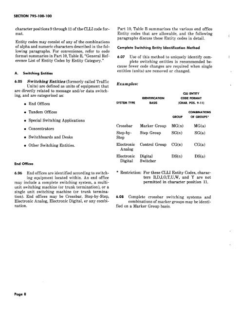 COMMON LANGUAGE LOCATION IDENTIFICATION (CLLI) CODE ...