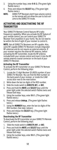 DirecTV RC64 Remote Control - Remote Support, Inc.