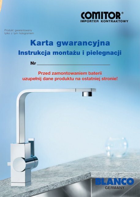 Karta Gwarancyjna - baterie zlewozmywakowe ... - Serwis - Comitor